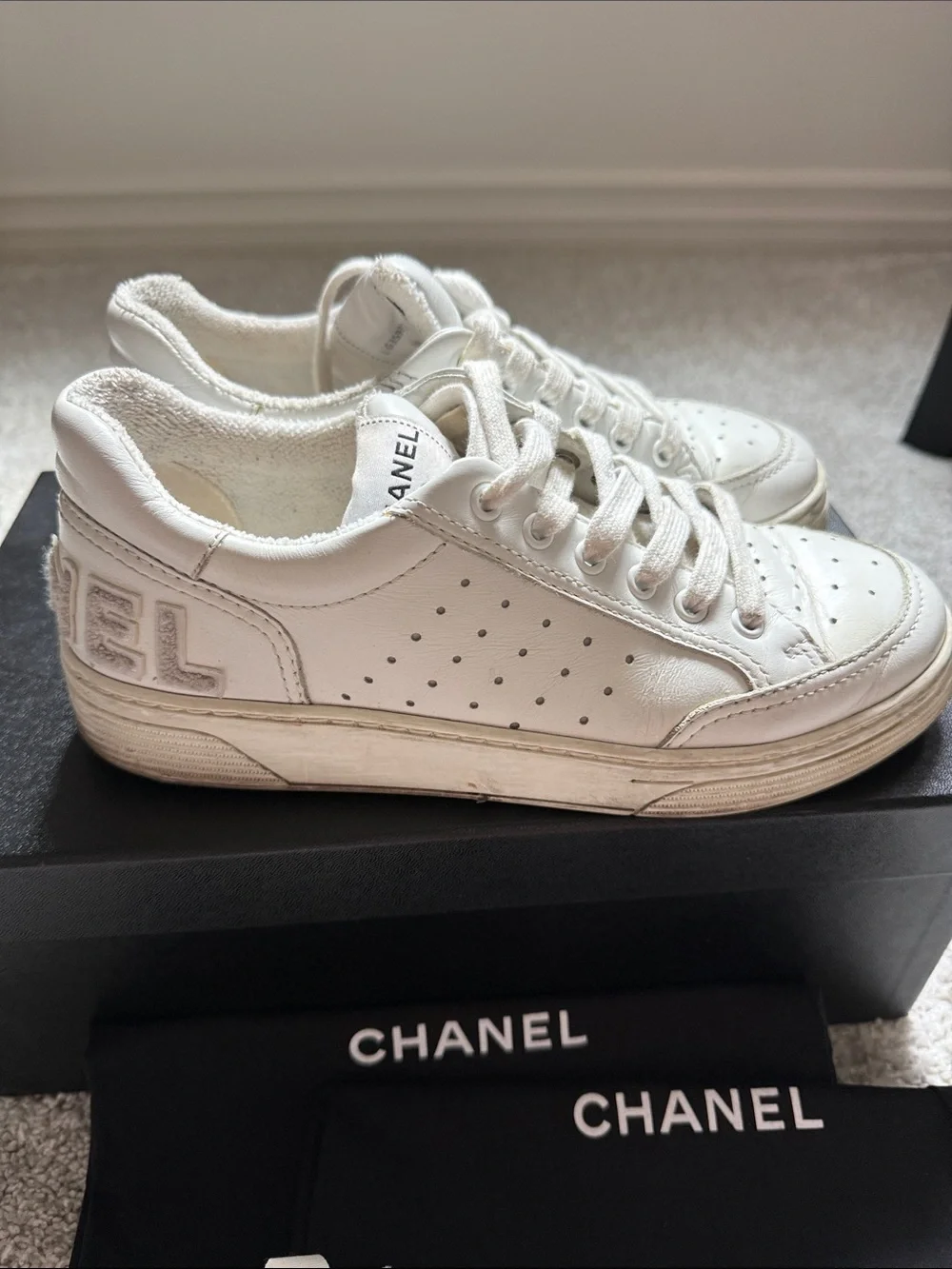 Chanel White Sneakers 38.5